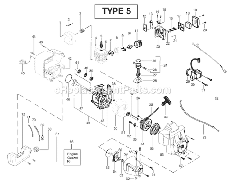 Page C Diagram and Parts List for BC2400 Type 5 Weed Eater Trimmer